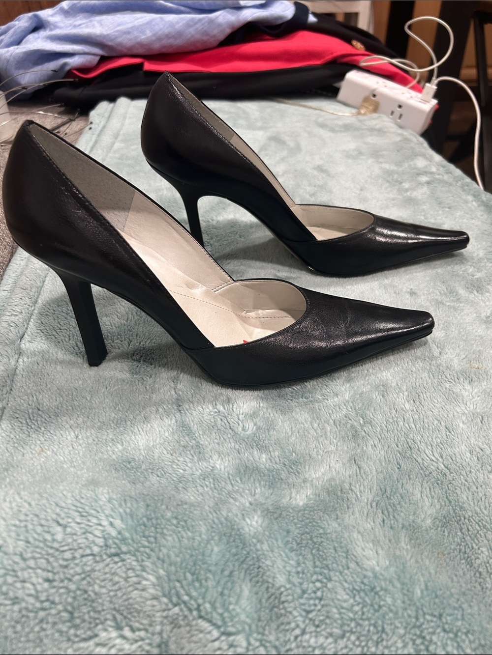 BCBGirls Black Pointed-Toe Leather Pumps